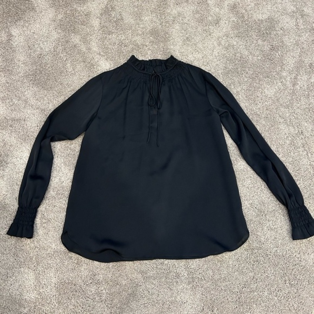 Ann Taylor XS black blouse with tie collar